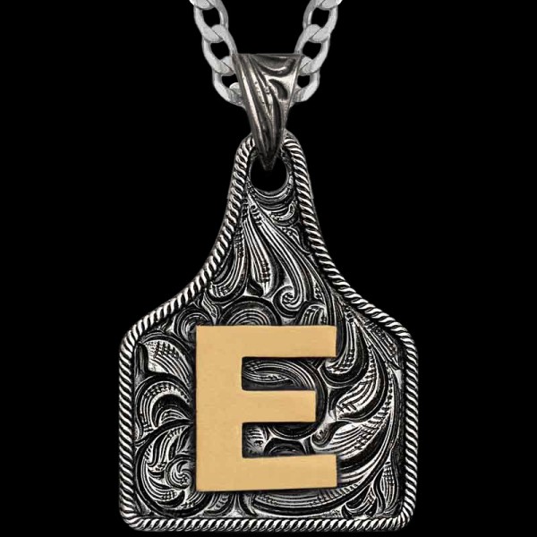 Texas Size Initial Cow Tag Necklace